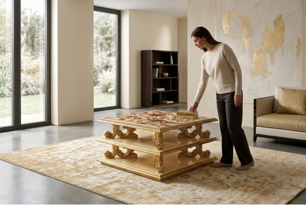 Table basse Table d'appoint Table de salon en bois Royal Baroque nouveau