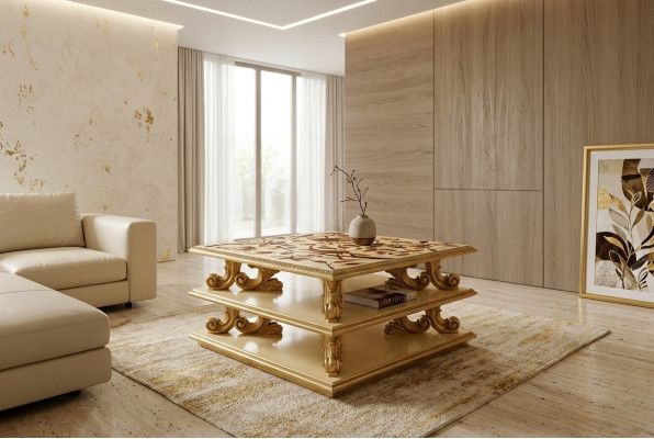 Table basse Table d'appoint Table de salon en bois Royal Baroque nouveau
