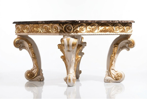 Table basse avec plateau en marbre Table ronde table d'appoint antique Style baroque rococo Italien.