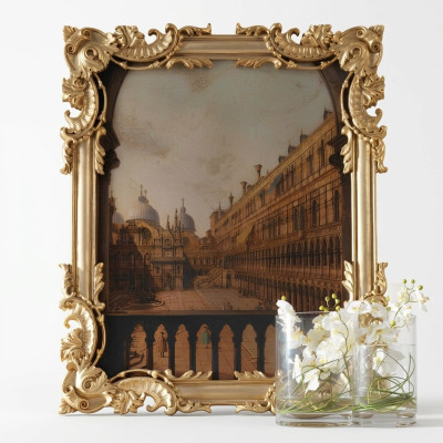 Miroir avec cadre sculpté doré baroque rococo Miroir mural italien neuf