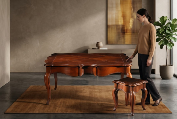 Table d'appoint xxl en bois massif Table 112x112 cm Mobilier Italien Mobilier Tables