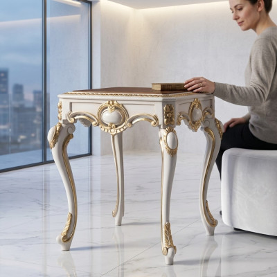 Table baroque Table d'appoint Table en bois Meuble italien Tables d'appoint Rococo