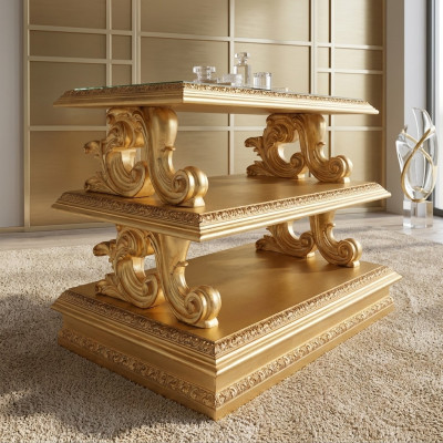 Table d'appoint en bois massif Baroque Rococo Table basse Tables d'appoint Meubles classiques