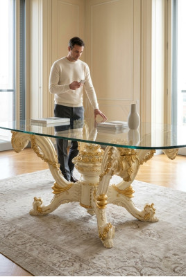 Table de salle à manger Table Tables Luxe Bois Salle à manger Conception Mobilier Meubles Ameublement nouveau