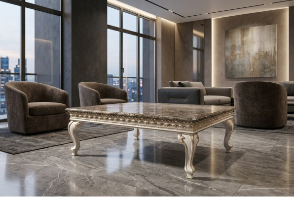 Table basse en bois massif de style baroque rococo Tables basses Table Mobilier italien