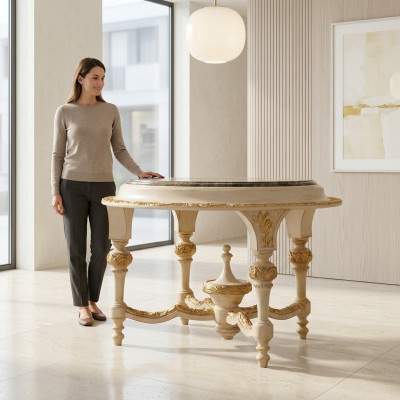 Table en bois Table d'appoint vintage en bois véritable Matériau Salon Klasika en bois