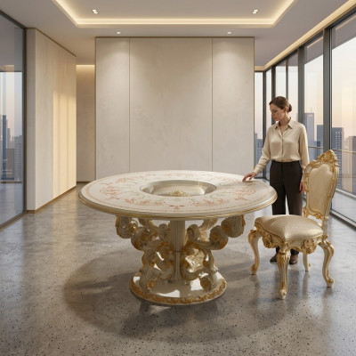 Table à manger Mobilier de design Ameublement Tables Table en bois massif Neuve De luxe Italienne