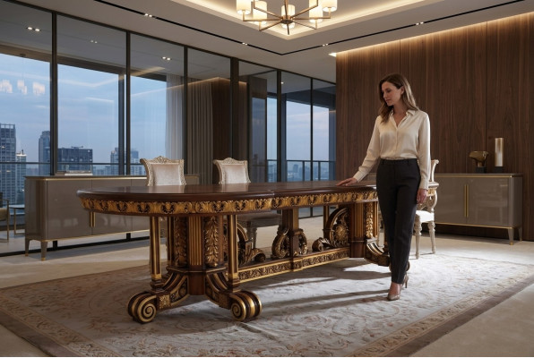 Tisch Esstisch Esszimmer Blatt Gold Wohnzimmer Holz Klassisch r Tisch Italien Möbel