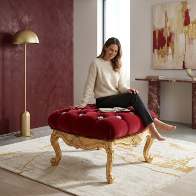 Repose-pieds Tabouret de salon Meuble Chaise Tabouret Mobilier italien Velours neuf