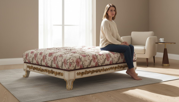 Pouf Repose-pieds Tabouret rond Tabouret rembourré Tabouret Tabouret de salle de bain Pouf ottoman