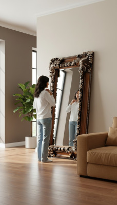 Miroir mural classique en bois de style italien, nouveau design en bois.