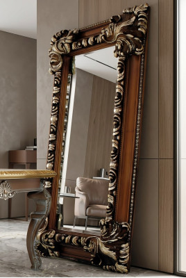 Miroir mural classique en bois de style italien, nouveau design en bois.