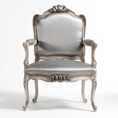 Salle à manger Chaises Fauteuil de luxe Chaise en bois Argent Trône Baroque Mobilier de salon