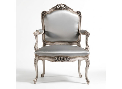 Salle à manger Chaises Fauteuil de luxe Chaise en bois Argent Trône Baroque Mobilier de salon