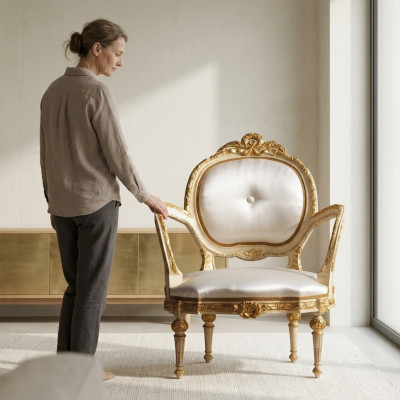 Salle à manger Chaise Fauteuil Rembourrage Mobilier Classique Italie Ameublement Trône nouveau