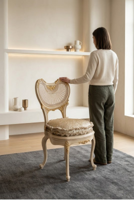 Chaise de salle à manger 1 place Fauteuil en bois de luxe de classe baroque rococo Design de mobilier neuf