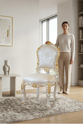 Design Chaise de salon Chaises de salle à manger Tissu Tapisserie Armchair Baroque