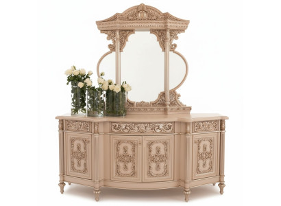 Commode Buffet Commodes Miroir Ensemble Bois Massif Meubles Italiens Style Antique