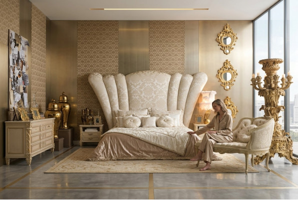 Chesterfield Grand bandeau de lit rembourré, lit d'hôtel, couleur blanche classique