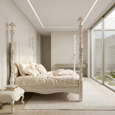 Conception de rembourrage de lit Lits doubles de luxe en bois dans la chambre Cadre de lit moderne nouveau