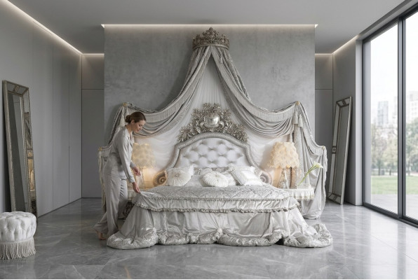 Lit Chesterfield Argent Lit Chambre de Luxe Lits en bois Italien nouvelle conception de meubles