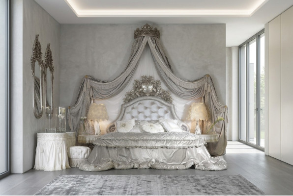 Lit Chesterfield Argent Lit Chambre de Luxe Lits en bois Italien nouvelle conception de meubles
