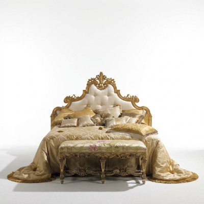 Lit Chesterfield Lits de luxe Bois Meubles italiens Lit double Poster nouveau