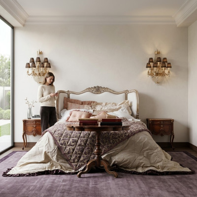 Lit double Chesterfield classique lit lit mobilier de luxe italien ameublement