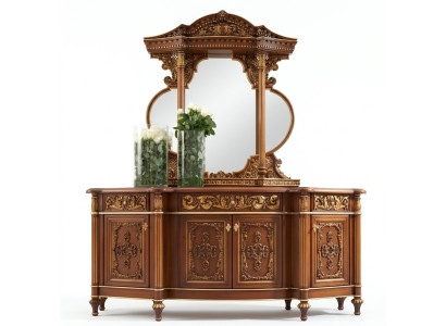 Commode Buffet Miroir Ensemble Meubles en Bois Massif Style Antique Italien Commodes