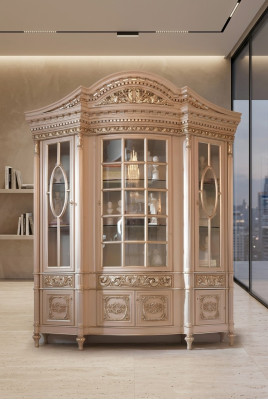 Vitrines Armoire en verre Bois massif Buffet Bahut Vitrine Salon Meubles Bois massif