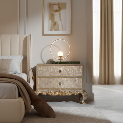 Tables de chevet, lits groupés, meubles en bois, des matériaux appropriés pour le salon, classique