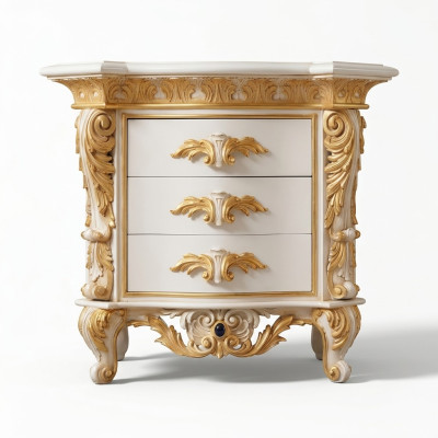 Table de chevet de luxe avec motif sculpté