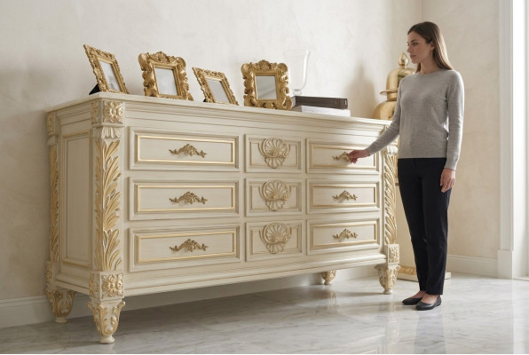 Commode Salon Commodes Tiroirs Bois Buffet Armoire Armoires Massif