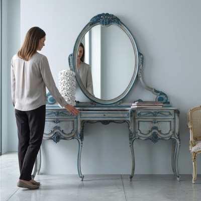 Console Commode table murale Classique r Consoles Table console avec miroir Luxe