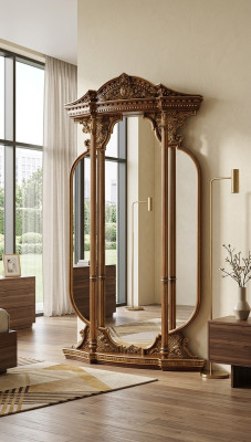 Miroir mural Miroir Sculpture Mobilier italien Meubles 125x224cm neuf