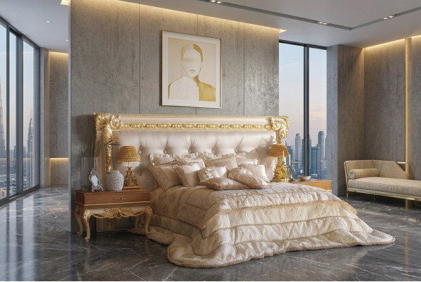 Lit Chesterfield Lit double Lits de luxe Affiche Bois Meubles italiens neufs