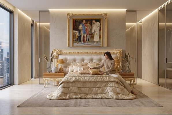 Lit Chesterfield Lits doubles de luxe Mobilier italien Agencements Boiserie
