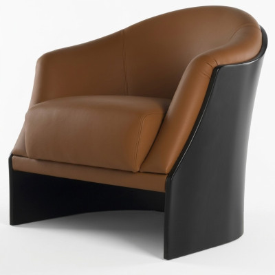 Fauteuil Salon Chaise Bois Salle à manger Fauteuils Siège unique Cuir Italie neuf