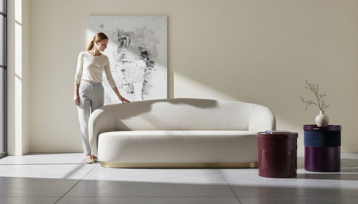 Canapé trois places Design Meubles de luxe en bois Mobilier blanc Design d'Italie Classique