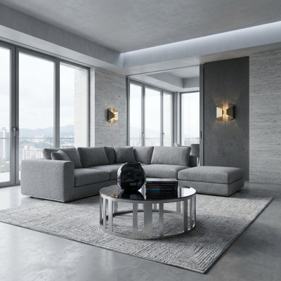 Canapé en cuir trois places de style italien neuf pour salon, meuble rembourré.