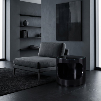 Table basse Table d'appoint Table ronde Noir Brillant Meubles italiens neufs