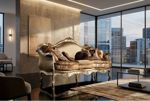 Canapé 3 places Salon Canapé Mobilier Bois Sénateur Meubles Rembourrés Sofa Meubles Chaise