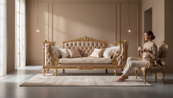 Canapé Trois Places Canapé Tissu Ameublement Chesterfield Baroque Style Antique nouveau