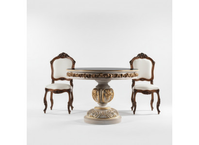 Table à manger Tables Rond Mobilier Table à manger de luxe Table ronde en bois massif Italie Baroque