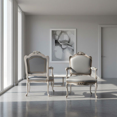 Fauteuil classique à accoudoirs Baroque Rococo Fauteuil italien en bois à une place nouveau