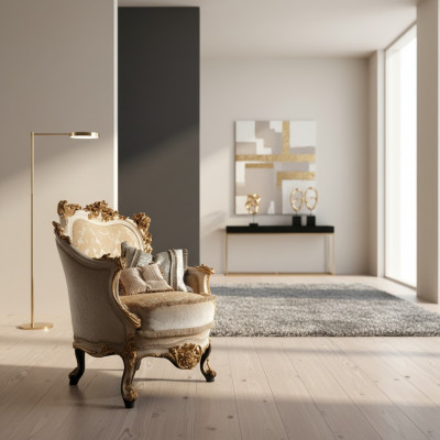 Fauteuil Bibliothèque Fauteuil de lecture Fauteuil à oreilles Canapé Tapisserie Meubles Italiens de Luxe