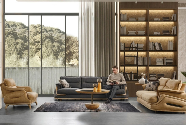 Canapé design ensemble 4+3+1 Canapé en cuir 3 pces. Ensemble de canapés sofas couch