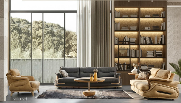Canapé design ensemble 4+3+1 Canapé en cuir 3 pces. Ensemble de canapés sofas couch