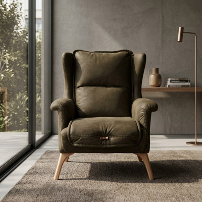 Fauteuil à ailes douces canapé fauteuil une place mobilier en faux daim noir