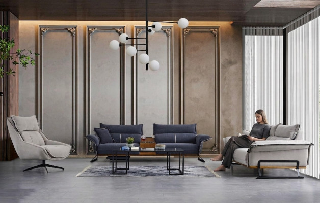Ensemble de canapé de luxe Ensemble de canapé de meubles de style italien Suite 3 pièces